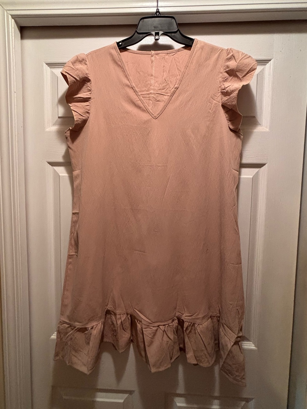 SHEIN Tan Ruffle Hem Midi Dress